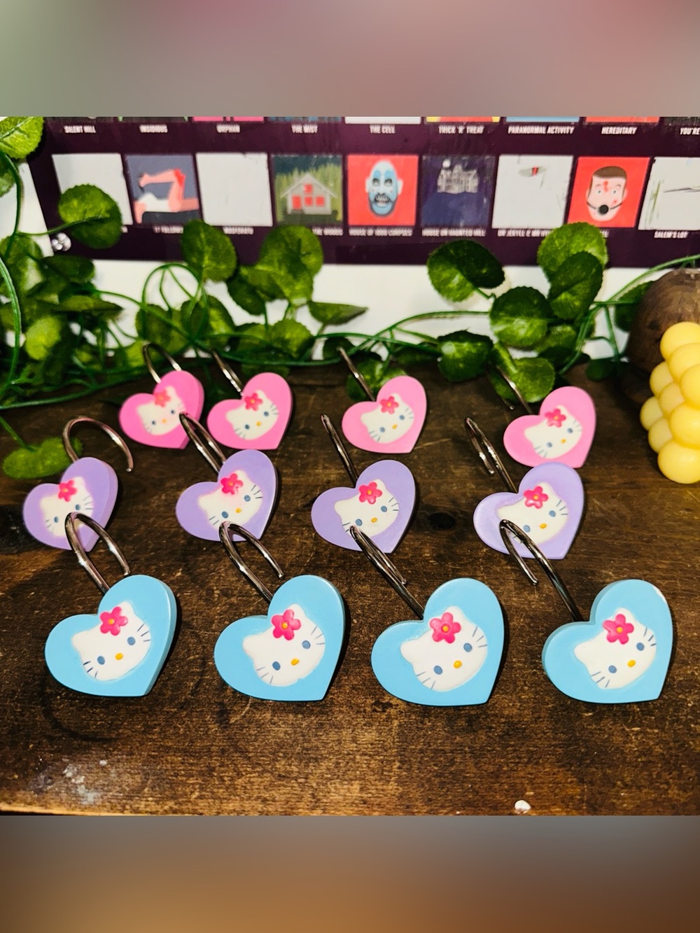 Vintage Sanrio Hello Kitty Heart 2000’s Shower Curtain Hooks Set